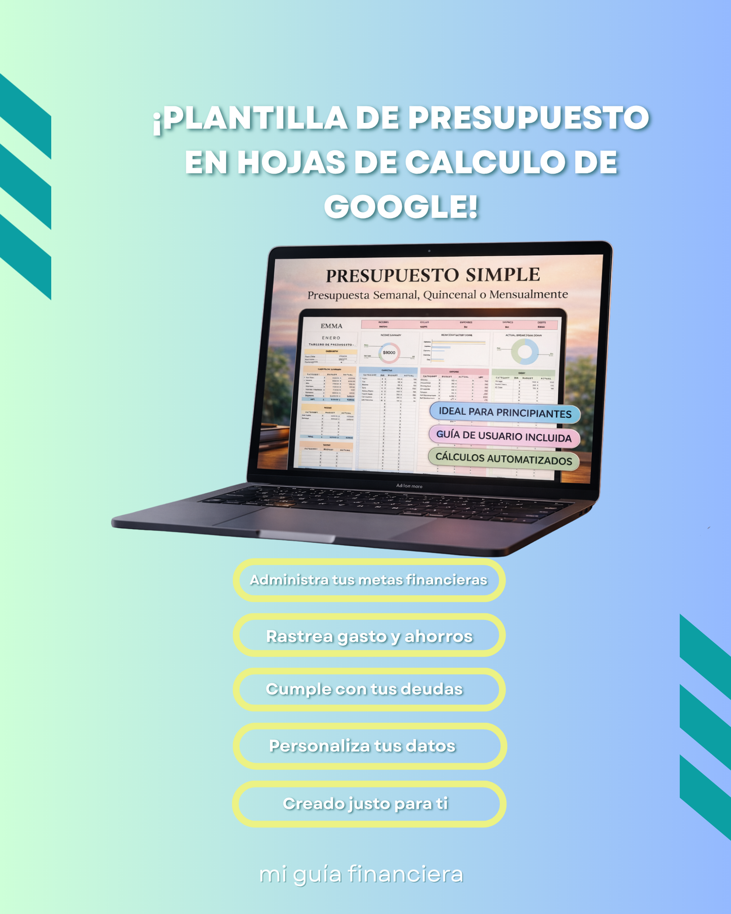 Planificador Financiero Sencillo Mensual - ¡Ahorra y Sal de DEUDAS! 💰🔒