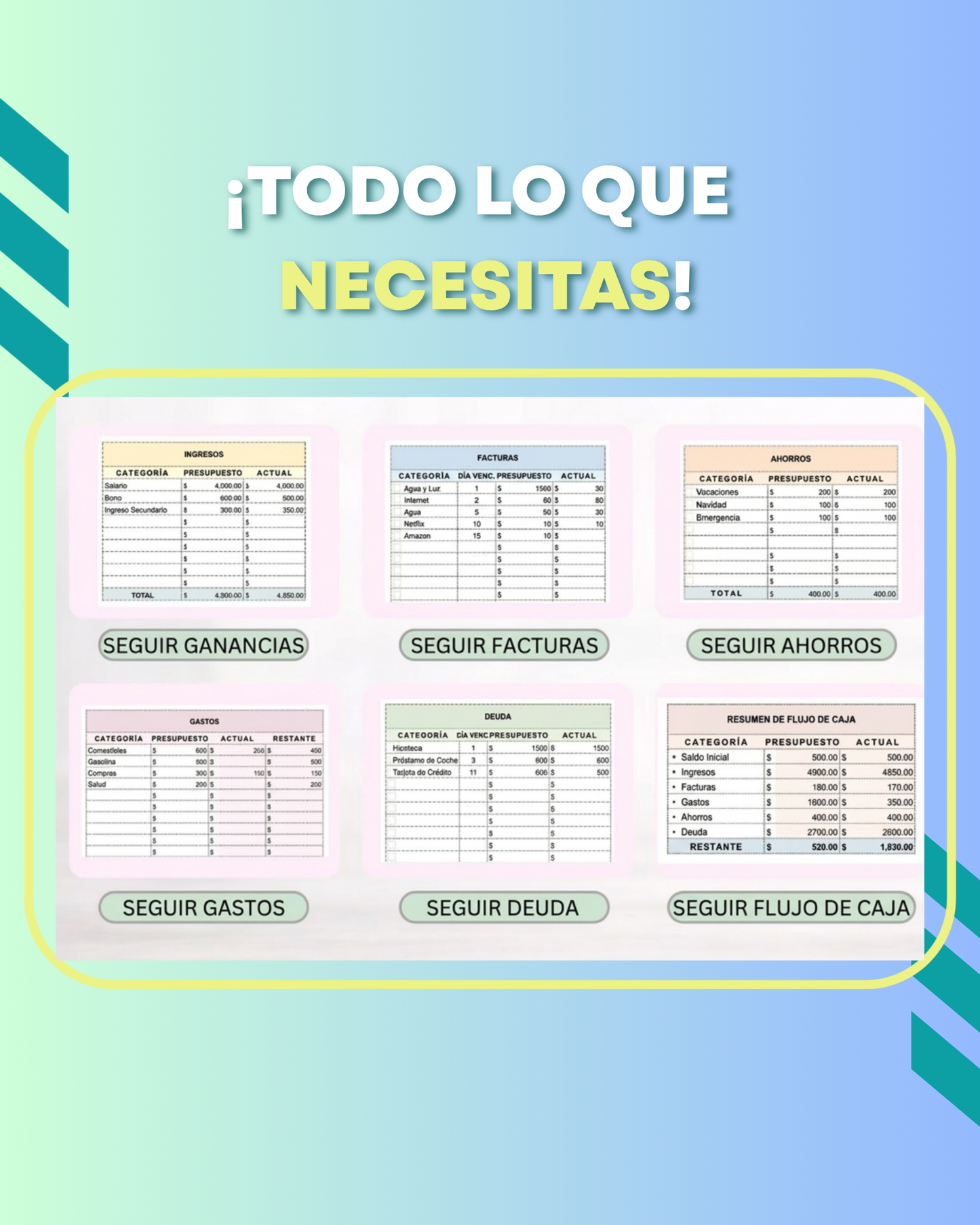 Planificador Financiero Sencillo Mensual - ¡Ahorra y Sal de DEUDAS! 💰🔒