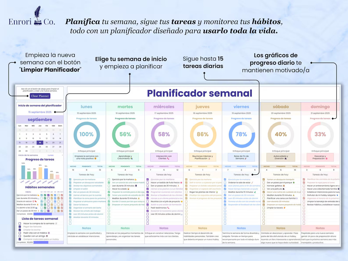 Planificador Semanal 📆✅ ¡Planifica y CUMPLE con todos tus OBJETIVOS! ✅