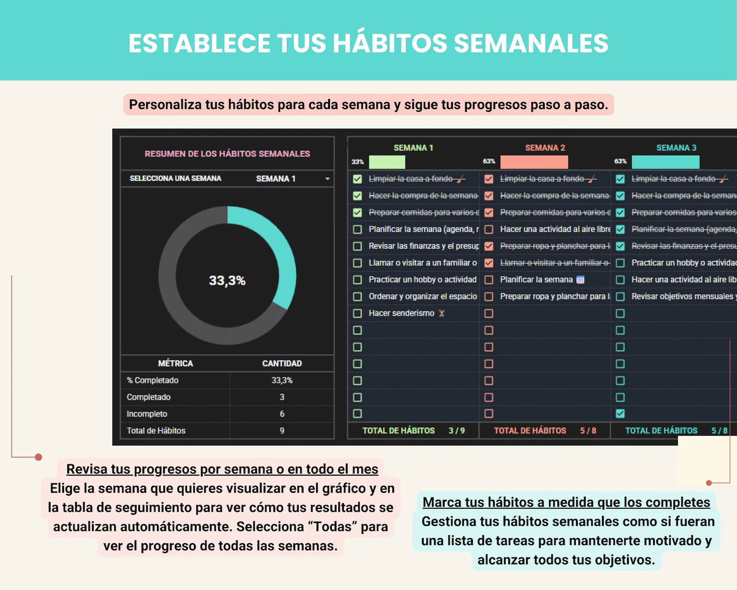 Seguimiento de HÁBITOS - ¡Cumple tu palabra!🫶🏼📣